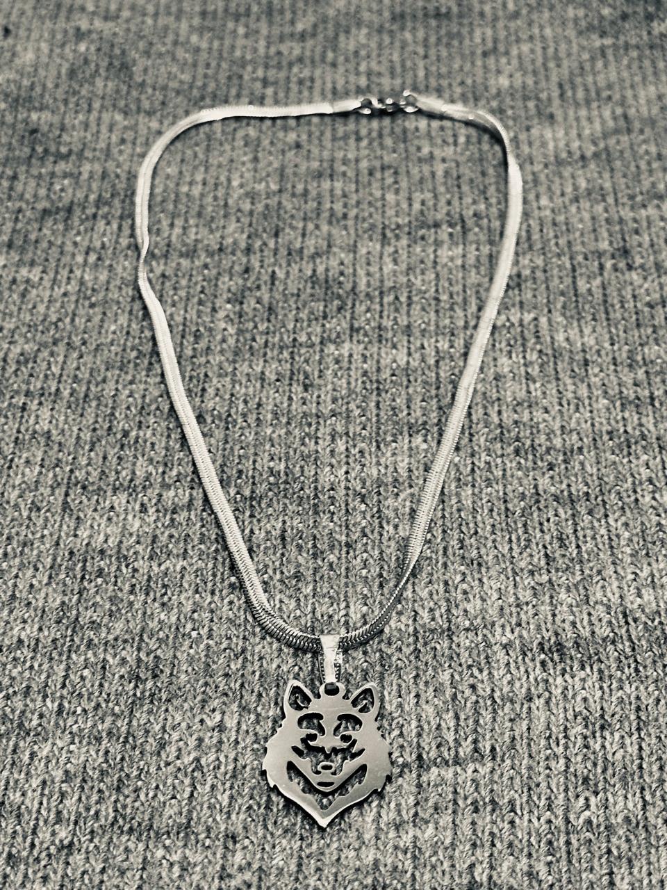 A) Wolf Necklace Stainless Steel