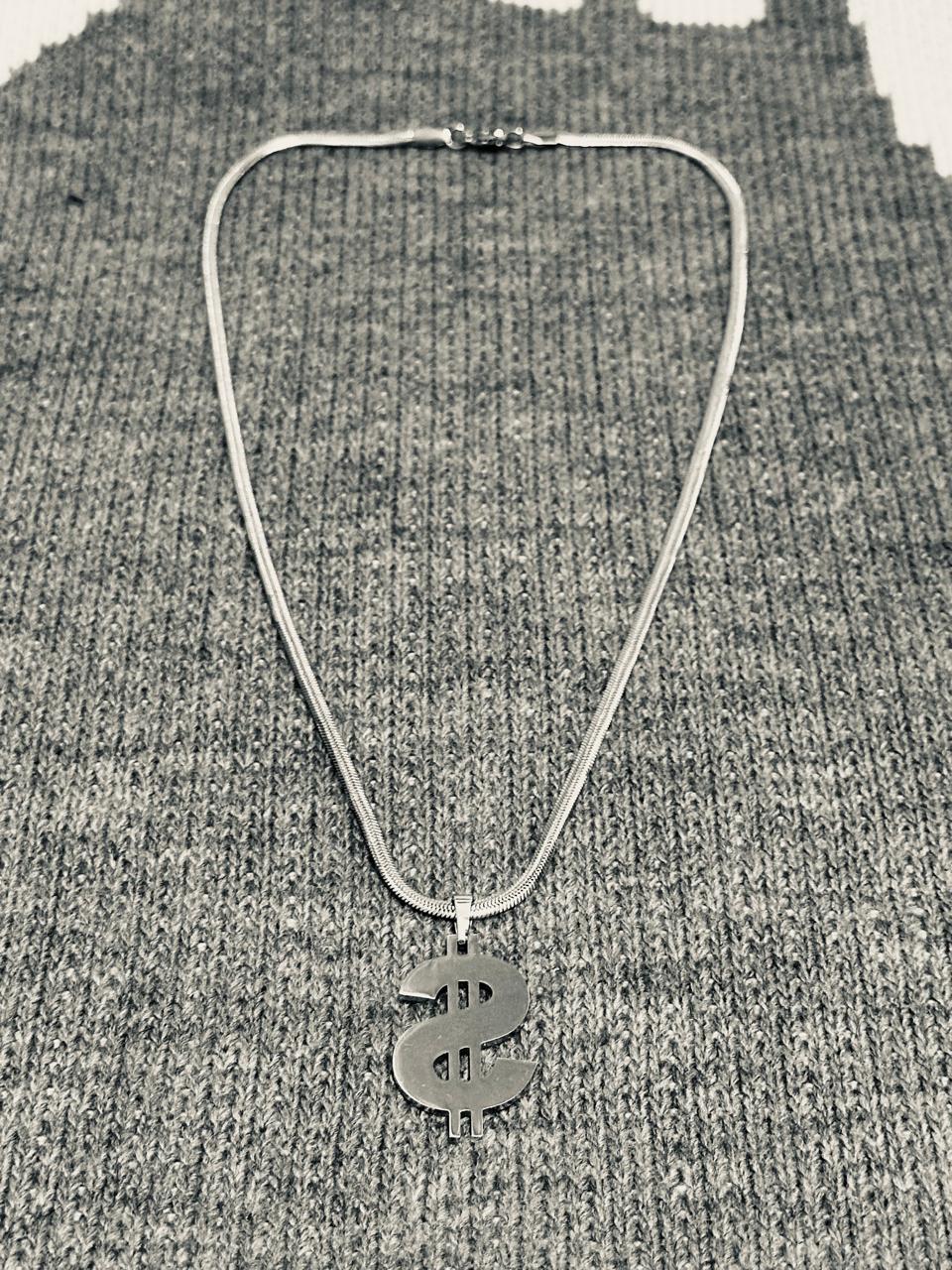 A) S Necklace Stainless Steel