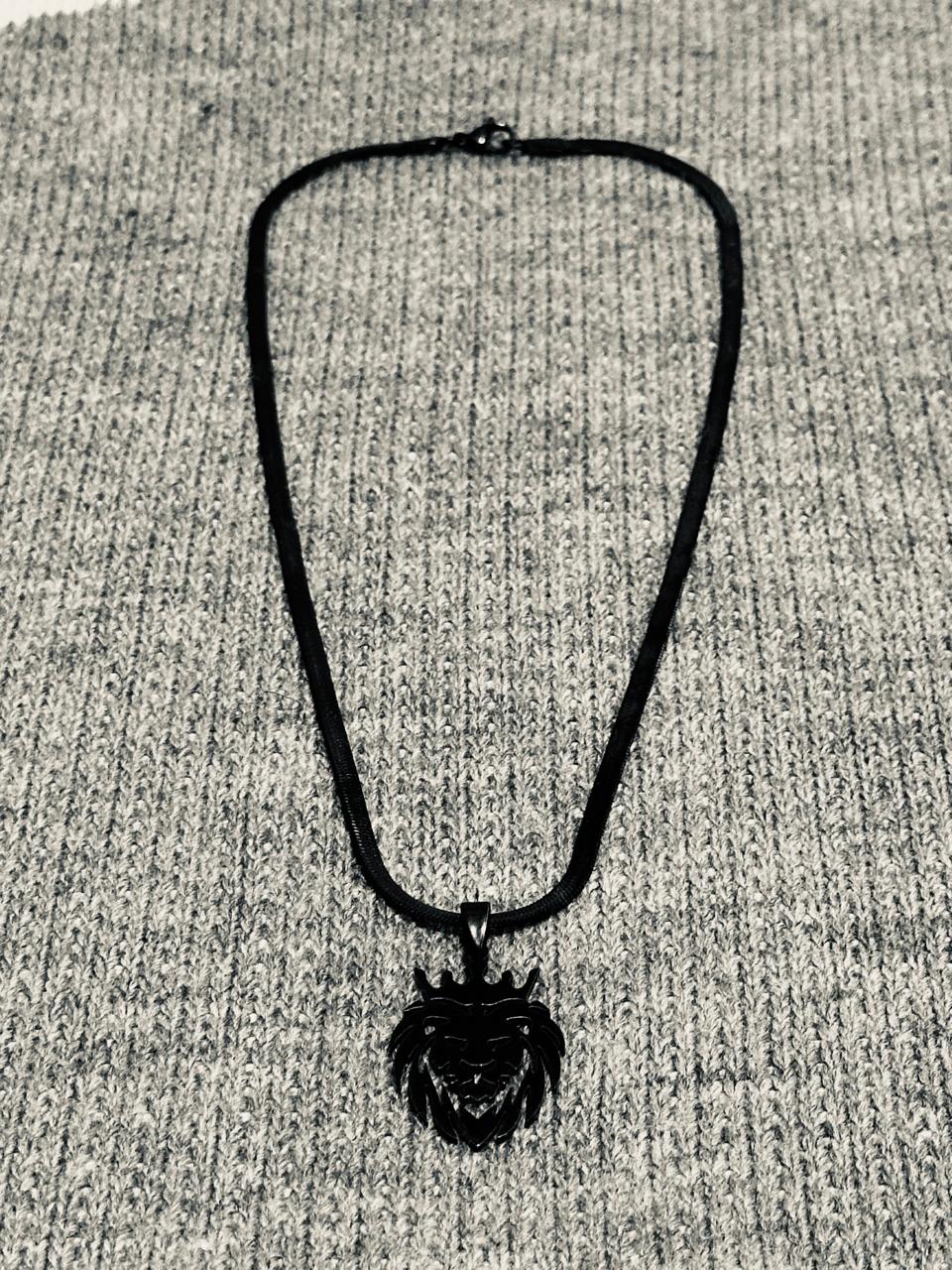 A) Black Lion Necklace Stainless Steel